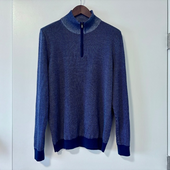 Nordstrom Men’s Shop Quarter Zip Wool Blend Pullover Sweater - Picture 4 of 7